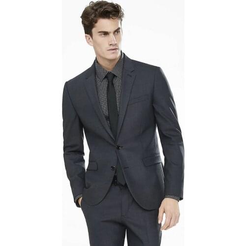 Mens 2pcs Suits Wedding Tuxedos For Grooms Wear Slim Fit Black Best Man Groomsmen Prom Evening Party Dinner Jacket & Pants