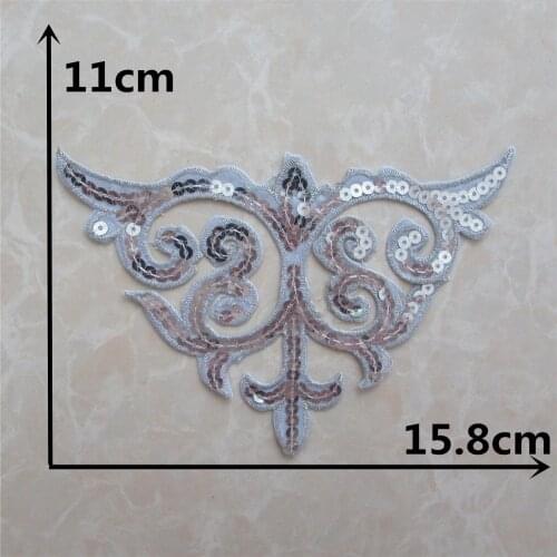 Costume Iron On patch Trims Metallic Embroidery Lace DIY clothing Sewing Crafts decoration accessories Supplies C5667-1pcs sell