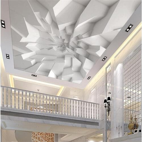 Custom 3d ceiling wallpaper White polygon brick wall wallpaper for walls 3 d ceiling murals wallpapers for living room