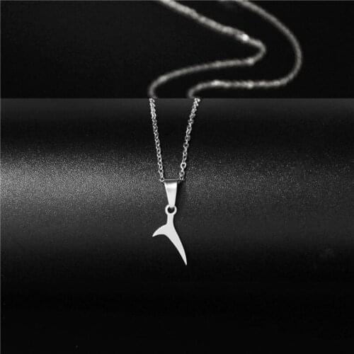 Stainless Steel Minimalist Jewelry Simple Dolphin Tail Pendant Necklace Female Fishtail Choker High Quality Party Gift