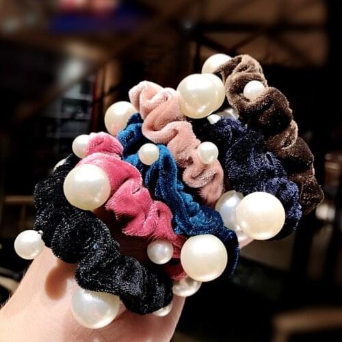 New Pearl Velvet Scrunchie Women Girls Elastic Rubber Bands Accessories Gum Fashion Hair Ring Tie Rope Ponytail Holder