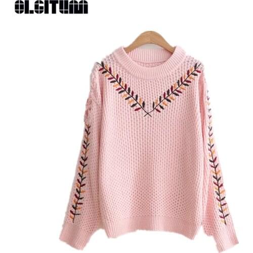 Autumn New Sweater for Girls Top Pullovers Embroidery Womens Sweater Knit Long Sleeve Teenager Girls Sweater SW842