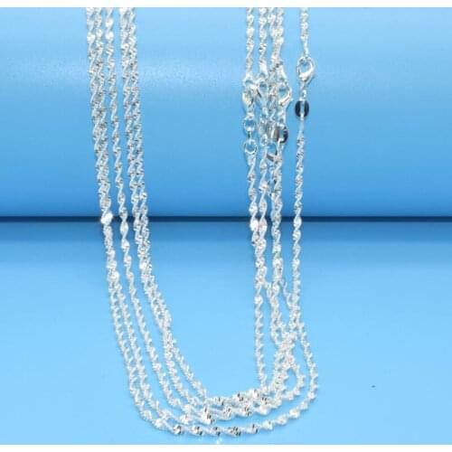 16-30inch NEW Fashion Womens Mens 925 Necklace 1PCS Silver colorNecklace 2MM Water Wave Free Shipping Wholesale