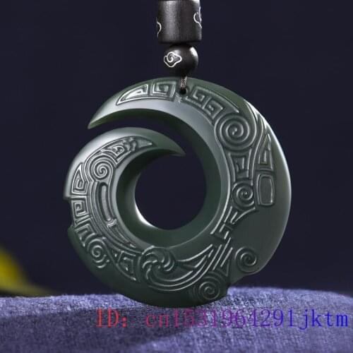 Hetian Jade Rune Pendant Women Carved Fashion Jewelry Amulet Charm Men Chinese Natural Jadeite Necklace Gifts