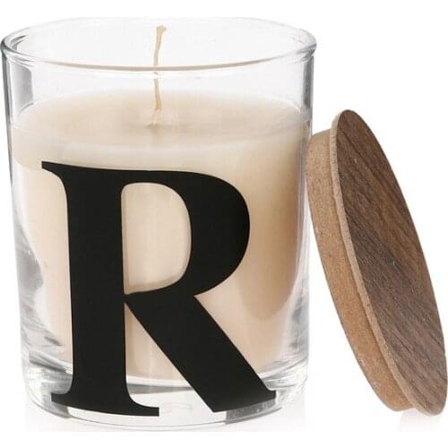 R Letter Transparent Cup Scented Candle With Wooden Lid Gelatinous candles and scents свечи и ароматы velas y aromas