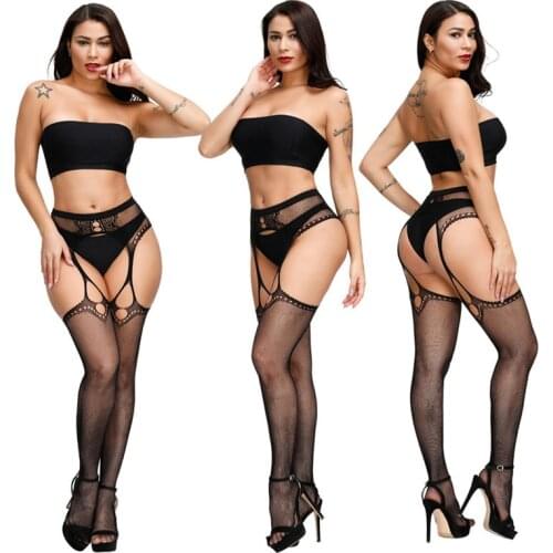 Plus Size 4XL Fishnet Stocking Sexy Women Tight Open Crotch High Waist Lingerie Garter Fishnet Pantyhose Crotchless Mesh Tight