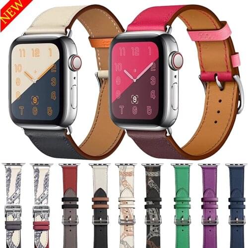 For iWatch 44mm 40mm 42mm 38mm Strap Leather Watchbands for Apple Watch Bands Series 6/SE/5/4/3/2/1 Smart Wearable Accessories
