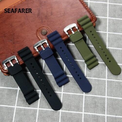22MM Diving Rubber Watch Strap For Seiko Diver Scuba Watchband Seiko PROSPEX Watch Band SKX007 Wristband Seiko Marinemaster Band