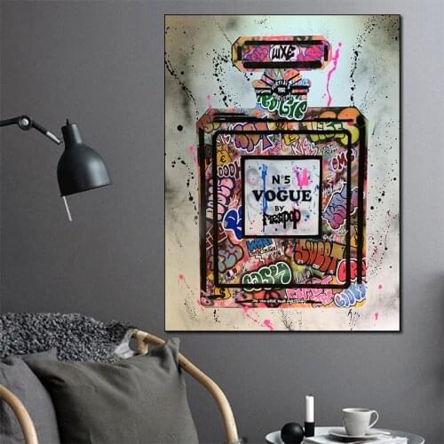 Luxury Letters Graffiti Perfume Bottle Canvas Painting Abstract Art Posters and Prints Fashion Modern Home Decorativas for Room