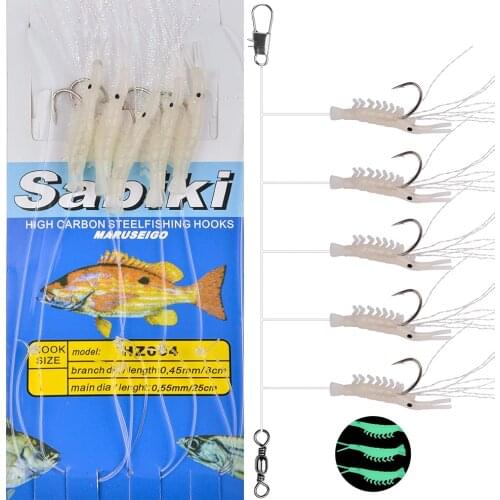 20Bags Luminous Shrimp rig Trout Fishing lure Flash Glow String Hook Trout lure Saltwater Freshwater Bass Artificial Bait Leader