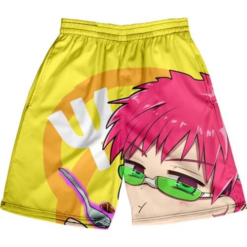 Saiki Kusuo 3D Summer holiday Women/Men Elastic Waist Streetwear Shorts Beach Fighting Animation Japanese