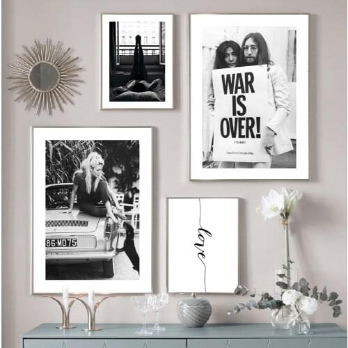 Nordic Girl With Dog Photo Canvas Painting Posters And Prints Black White Letter Wall Pictures For Living Room Decor No Frame