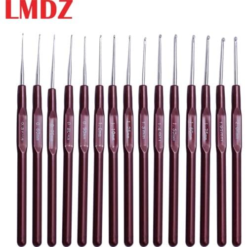 LMDZ 1Pcs Crochet Hook Small Size Yarn Weave Knitting Needles For Lace Dolls DIY Tools 15 Sizes Hooks For Knitting 0.5mm-2.1mm