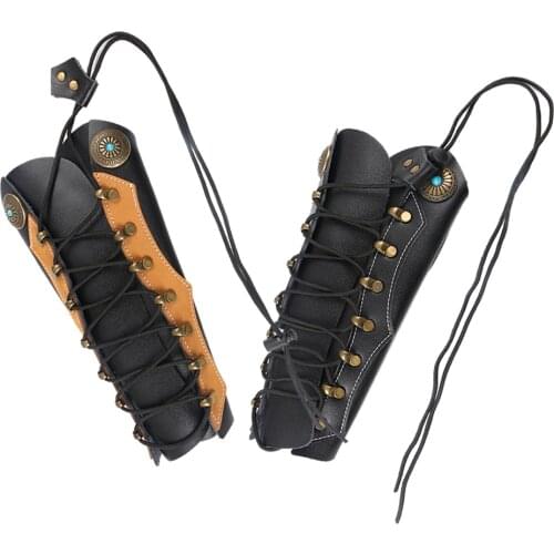 Traditional Cowhide Archery Arm Protector Guard For Hunting Restraint with Hardware Fasteners For Shooting Recurve Bow Outdoor