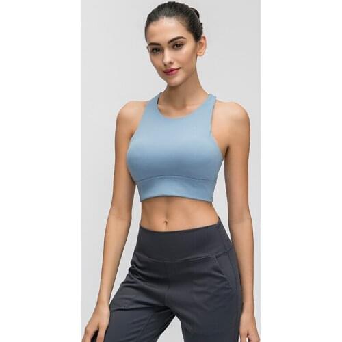 High Impact Racerback Fitness Sports Bra Full Coverage Brassiere Sport Femme Yoga Bras Padded Gym Workout Crop Top For Women