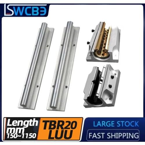 Lengthened TBR box-type linear guide rail TBR20, L=150-1150mm, TBR20LUU flange slider/copper sleeve-L, free shipping