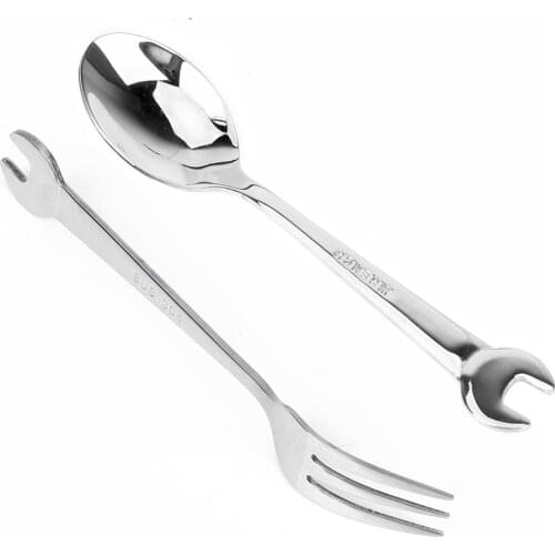 Wrench Shape Tableware Kitchen Tools Spanner Spoon Fork Dinnerware Stainless Steel Gadgets