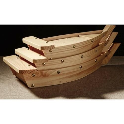 Japanese Cuisine Sushi Boats Sushi Tools Wood Handmade Simple Ship Sashimi Assorted Cold Dishes Tableware Sushi Bar Suppliers