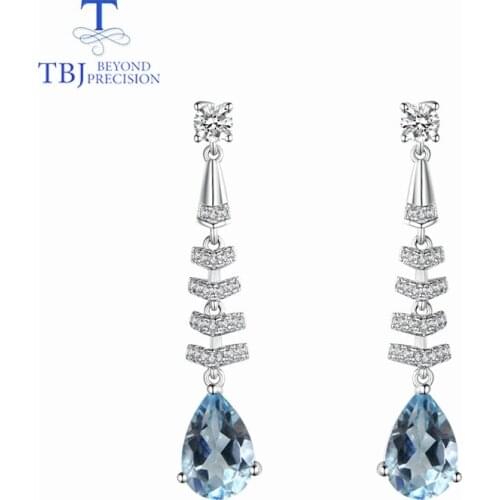 TBJ,sky blue topaz earring natural gemstone pear 6*9mm 925 sterling silver classic design fine jewelry for lady anniversary gift