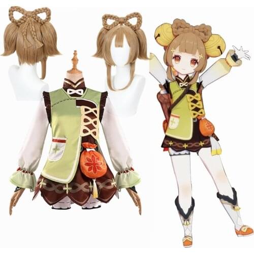 Genshin Impact YaoYao Cosplay Costume Wigs Women Cute Lolita Dress Lovely Uniform Yao Yao Anime Suit Halloween Carnival Outfits