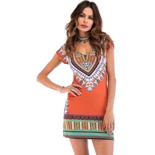 M-2XL 2019 New Summer Dress Casual Fashion Trendy Sexy Temperament Print Large Size Slim Short Sleeve V Collar Women Dress ZW171