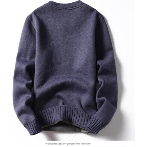 BALDAUREN 2021 Winter Youth Mens Harajuku Sweater Pullover Pure Color All-match plus Fleece Sweater Fashion Mens Knitwear