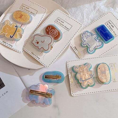 1 Set Multicolor Bear And Tree Hair Clips Women Hair Pins Duckbill Clip Hair Barrette Accessories