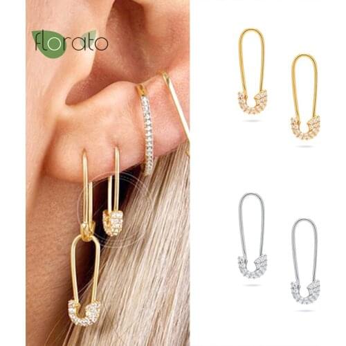 1 Pair 925 Silver Ear Buckle ​Zircon Paper Clip Shape Ear Buckle Earring Fashion Wedding Korean For Women High Quality Jewelr