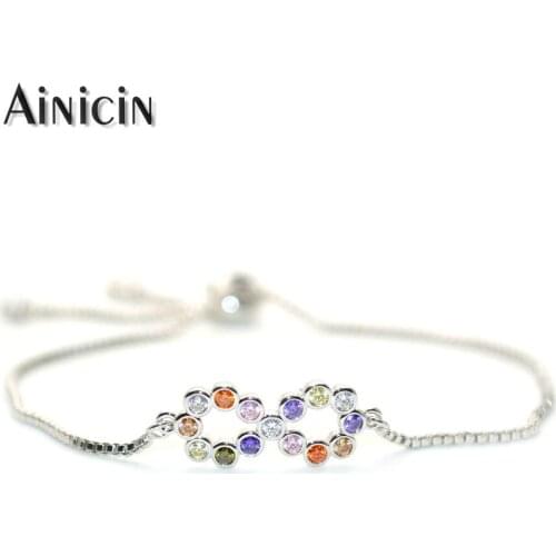 1pc Gold Silver Fashion Infinity Symbol 8 Shape Sliding Clasp Copper Boxed Chain Bracelets For Fashion Women Party Jewelry