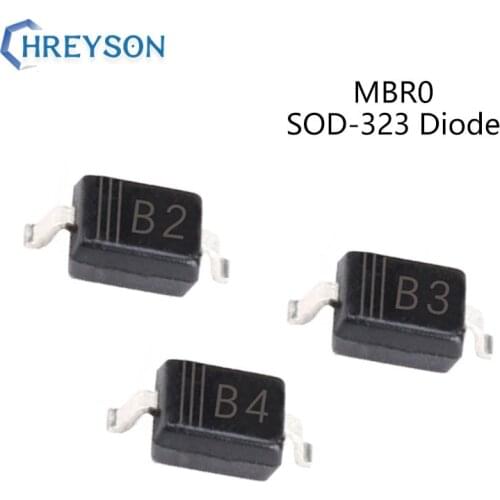 100Pcs SMD Schottky Barrier Diodes MBR0520WS B2 MBR0530WS B3 MBR0540WS B4 20V 30V 40V Electronic Components SOD-323