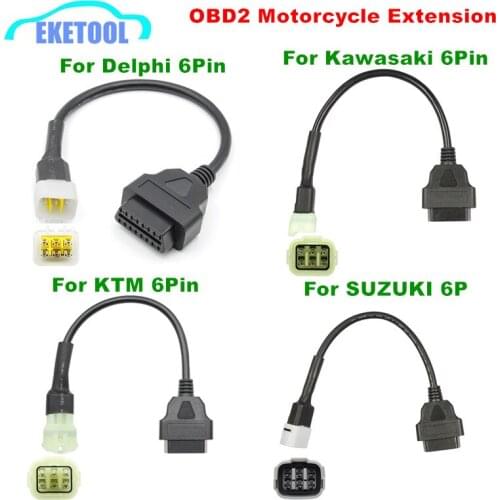 For KTM 6Pin For Kawasaki 6Pin For Delphi 6Pin For SUZUKI 6Pin For BENELLI 6Pin To 16Pin OBD2 Motorcycle Adapter