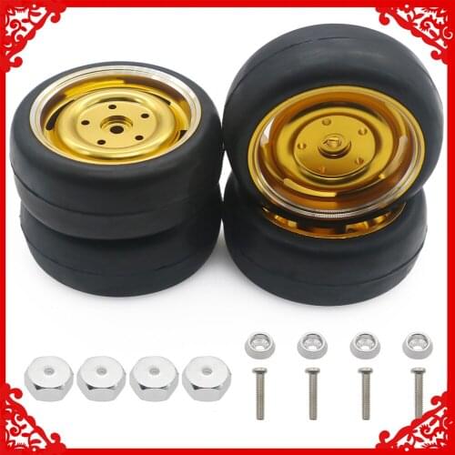 4pcs/set 63mm alloy wheel rim rubber tire for rc hobby model car 1-10 WPL D12 drift truck upgraded parts