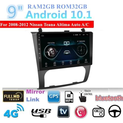 9Inch Android 10.1 Car Radio GPS Player 2+32GB For For Nissan Teana Altima 2008-2012 Auto A/C