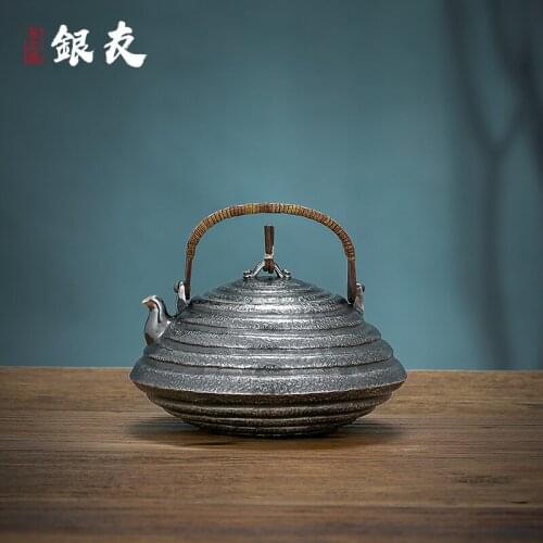 Ag999 Sterling Silver Teapot Hand-Forged Kitchen Utensils Built-in Filter Handmade Coffee Tea Pot