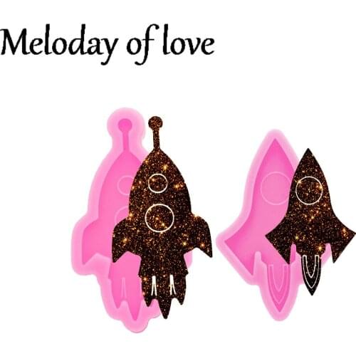 Fashion jewelry Shiny rocket moulds for keychain DIY resin keyring decoration silicone custom mold DY0184