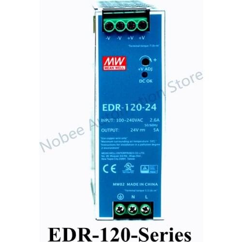 Mean Well EDR-120 Series meanwell 12V 24V 48V DC 120w Single Output Industrial DIN RAIL Power Supply