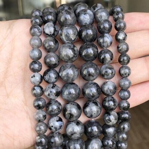 Natural Stone Labradorite Larvikite Beads 4/6/8/10mm Round Loose Beads For Jewelry Making Handmade Bracelet Necklace