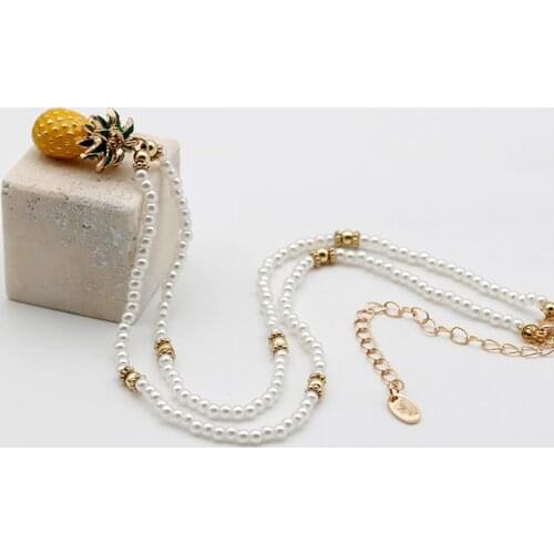 Pineapple Necklace Acrylic Pearl Beads Chain Girls Cute New Necklaces For Women Fashion Short Romantic Styles For Woman 202183