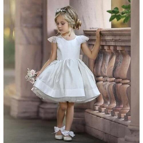 Flower Girl Dresses Half Sleeve Lace Applique Girl Fluffy Gown Pageant First holy communion Party Dress