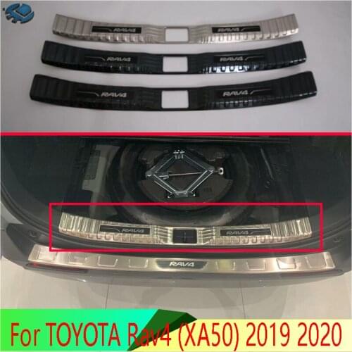 For TOYOTA Rav4 (XA50) 2019 2020 Decorate Accessories Stainless Steel Rear Trunk Scuff Plate Door Sill Cover Molding Garnish