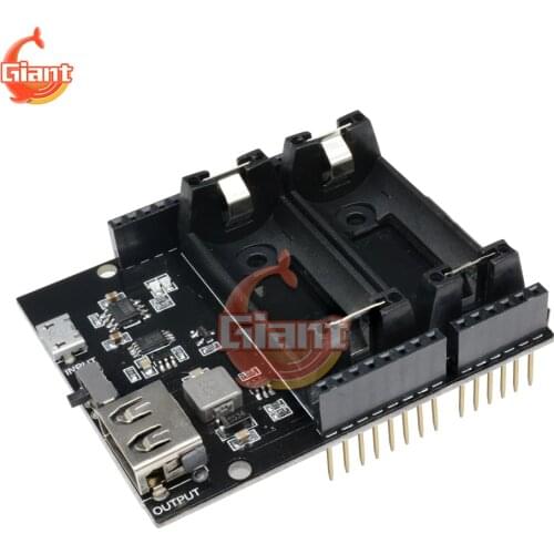 Dual 16340 Lithium Battery Charger Shield Module ESP8266 ESP32 Power Supply Rechargeable Board Power Bank for Arduino UNO R3 New