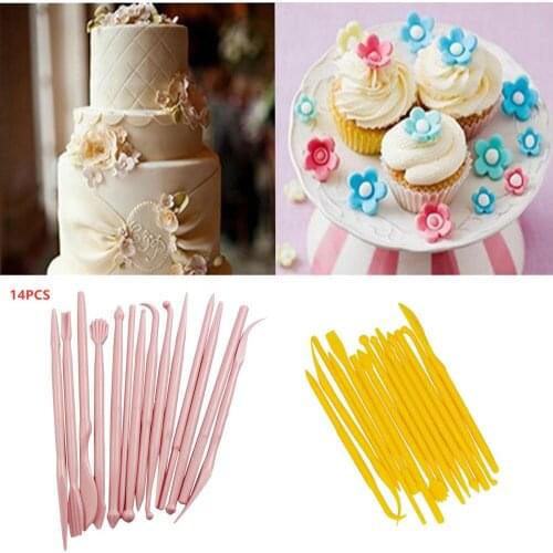 Cake Carved Group 14pc Fondant Cake Sugar Flower Sculpture Group Shaping Baking DIY Tools Mold