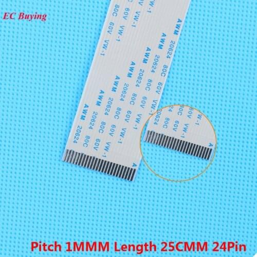 5Pcs FFC 250mm 24Pin Flexible Flat Cable 24Pin Ribbon Cable Forward Direction 1mm Pitch 25cm Length Same Side 24Pins For TTL