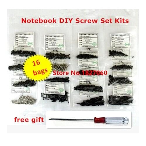 Hotting. 800pcs / 16bags Laptop Screw Computer Screws Kits/ Notebook DIY Tablet screw set kits free screwdriver 1 pcs