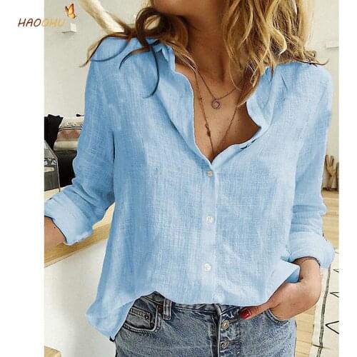 Женские льняные рубашки HAOOHU China At AliExpress