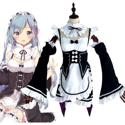 Anime Re:Zero kara Hajimeru Isekai Seikatsu Ram Rem Cosplay Dress Re Life in a different world Sexy French Maid Servant Costumes