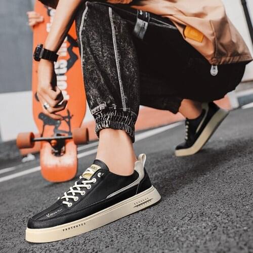 2021 New Fashion Men Genuine Leather Casual Flats Sneakers Men Lace-Up Off White Men Comfortable Light Off White Sneakers