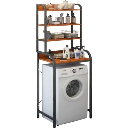 Over The Rack Floor Shelf Kitchen Drum Washing Machine Shelf Bathroom Toilet Cabinet Wooden Metal Space-Saving Storage Holder