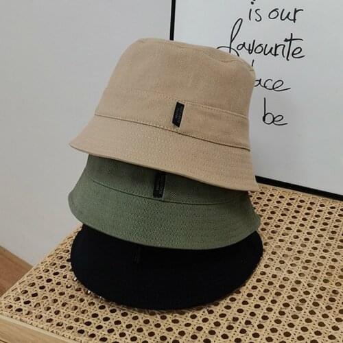 Short Brim Summer Bucket Hat for Woman Black Solid Color Cotton Fabric Casual Classic Spring Autumn Stylish SunHat