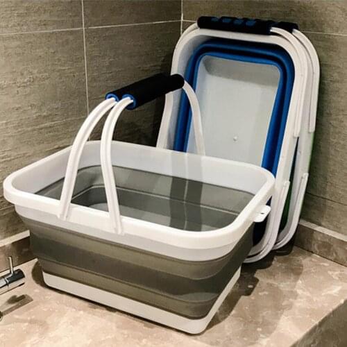 【REMISE1 REMISE3】【JULIO1 REMISE3】Portable 12L Folding Silicone Bucket Square Barrel Fishing Car Wash Basin Cleaning Tools